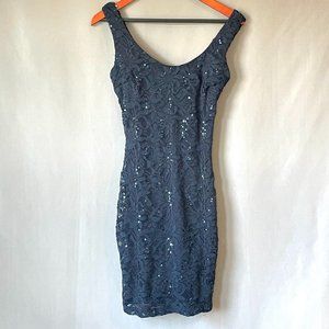 B. Darlin Sleeveless Lace Dress Bodycon Navy Blue Size 3/4